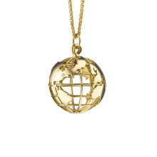 925 silver jewelry gold plated earth pendant world map women necklace men